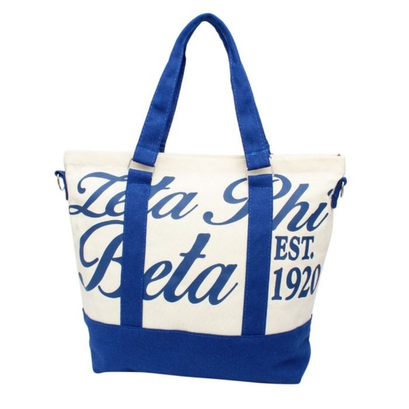 ZPB Sorority Thick Canvas Embroidered Tote Bag - Picture 1 of 5